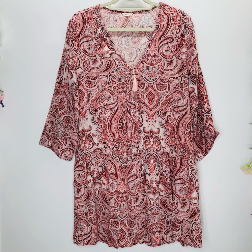 Lucky Brand coral paisley print tunic